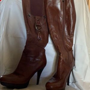 4 inch heel/knee high GUESS brown boots